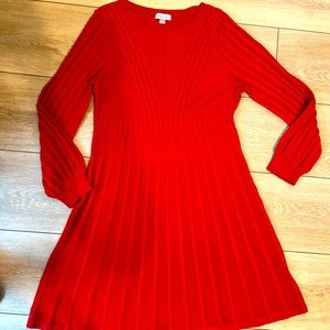 Calvin Klein long sleeve red woven knit dress!